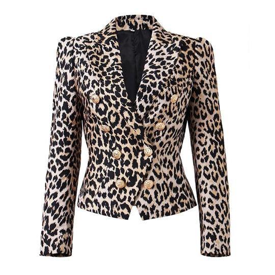 Blazer esculpido con estampado de leopardo 