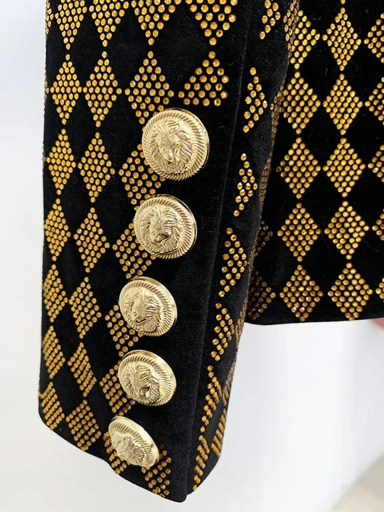 Blazer de terciopelo con diamantes a cuadros 