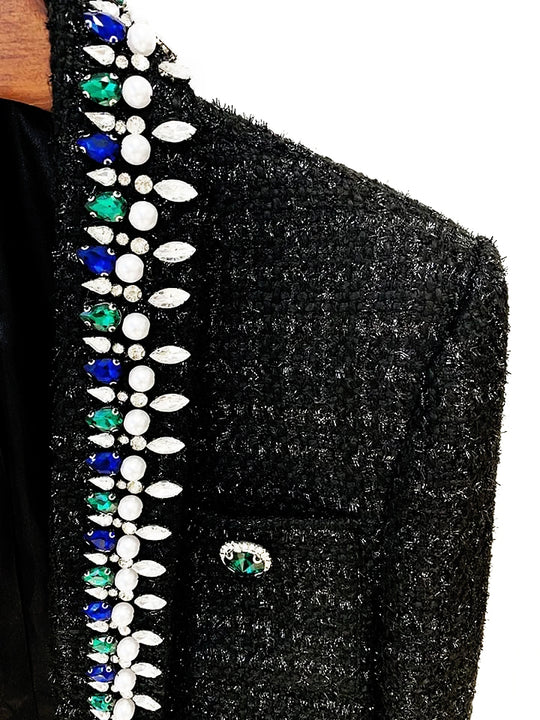 Chaqueta de tweed con strass