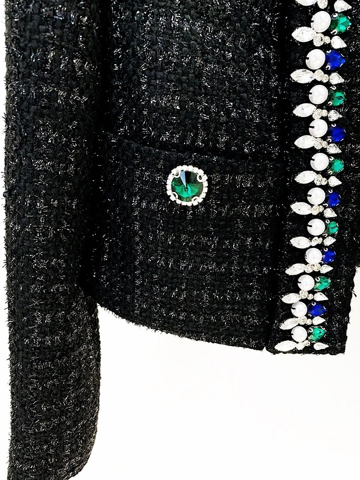 Chaqueta de tweed con strass