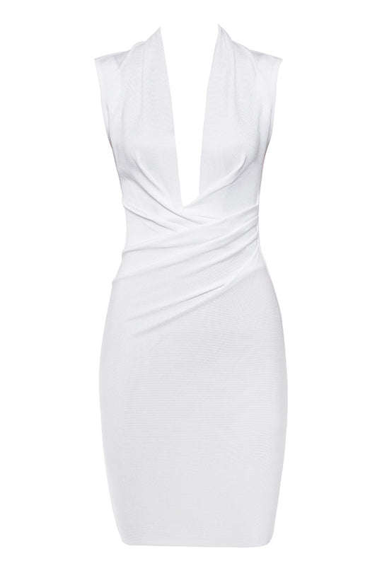 V-Neck Contour Bandage Dress - Sleeveless