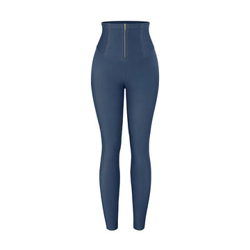 Mid-Rise Faux Denim Zipper Leggings