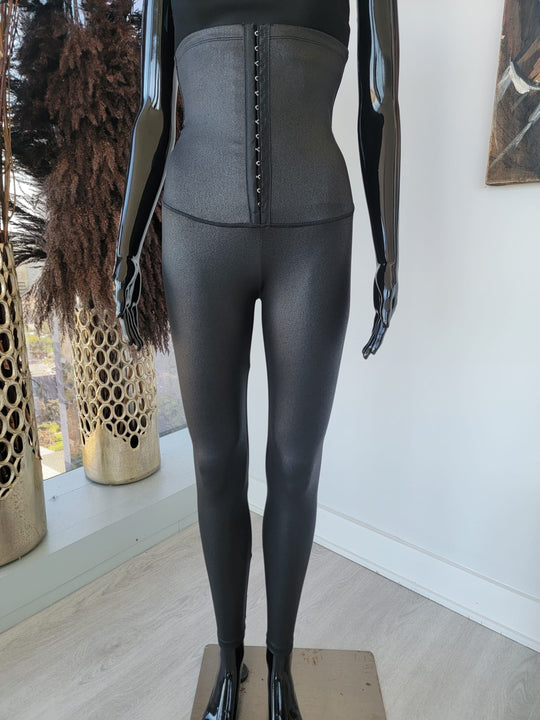 Legging corset taille haute en simili cuir