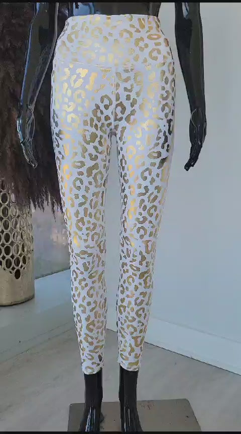 Leggings de leopardo de cintura alta 