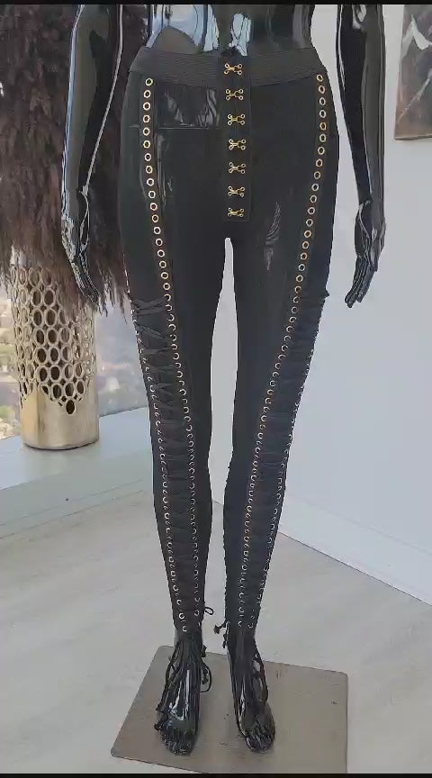 Lace-Up Mesh Leggings