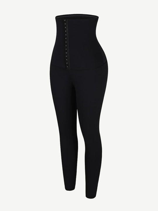 Leggings con corsé de doble altura y ajuste delgado (negro)