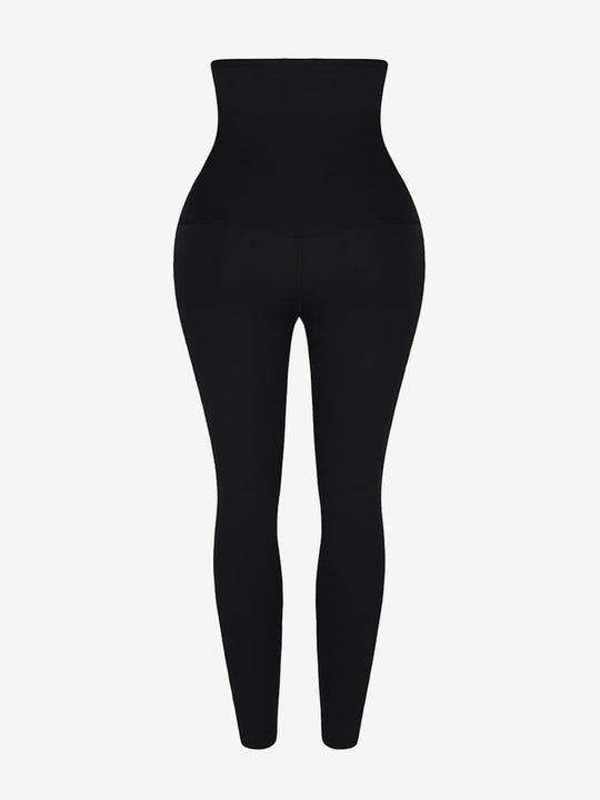 Leggings con corsé de doble altura y ajuste delgado (negro)