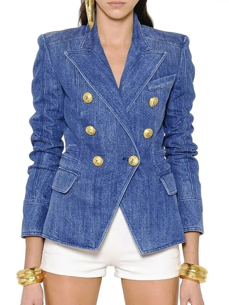 Fitted Denim Blazer