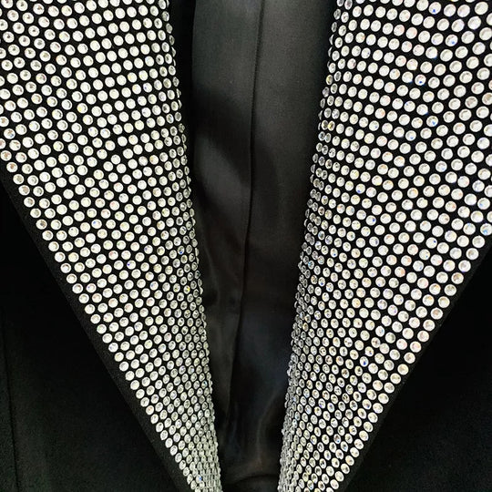 Blazer con hombros abullonados y diamantes de imitación 