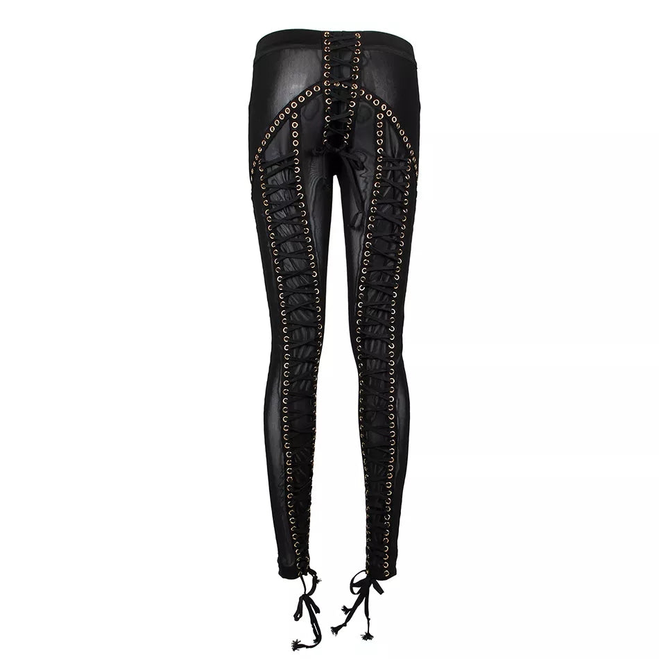 Leggings de malla con cordones