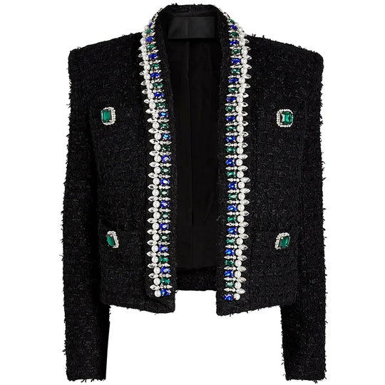 Chaqueta de tweed con strass